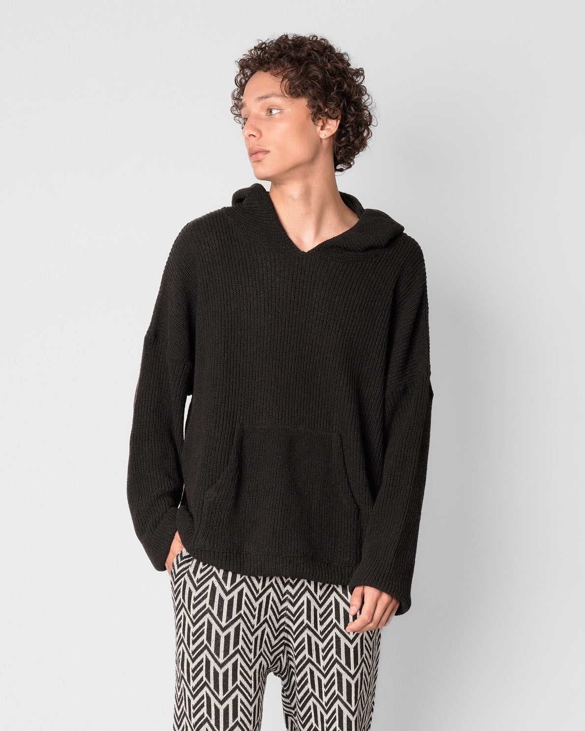 Knit Black Hoodie